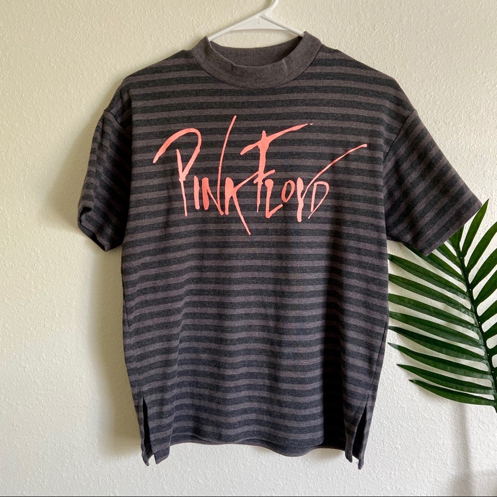 Pink Floyd Bright Pink & Striped Mock Neck Graphic Tee